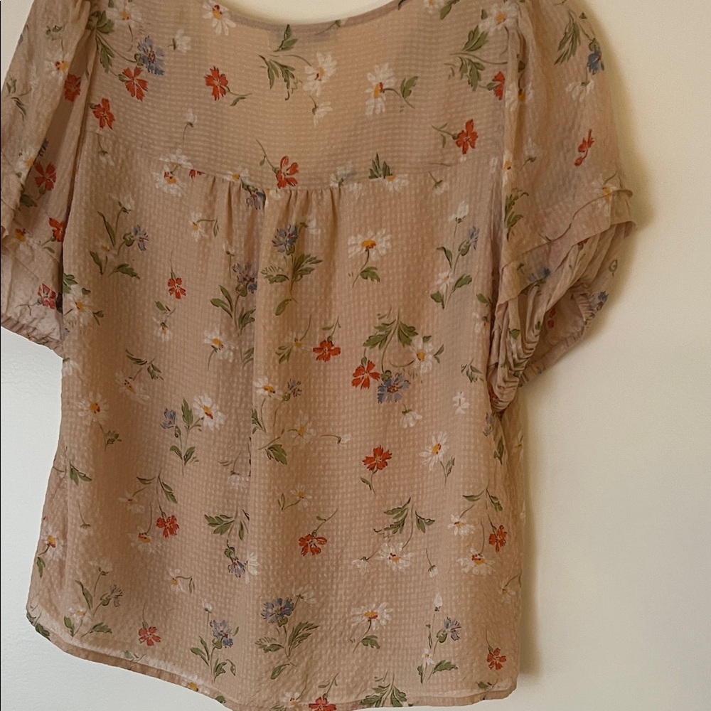 MADEWELL 🌸 Floral Button-Up Blouse in Light pink/beige Sz S - Picture 7 of 7